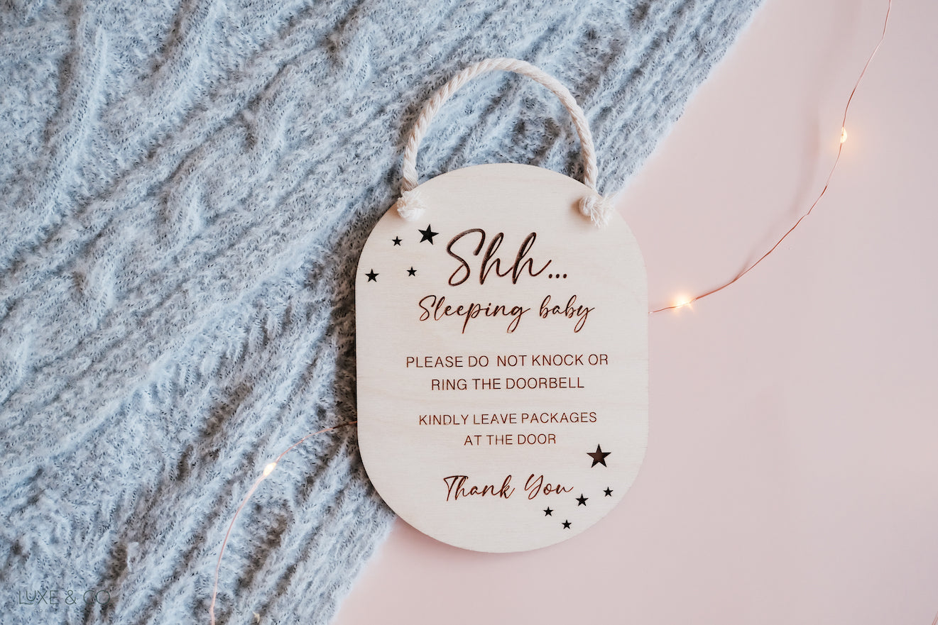 Sleeping Baby Oval Door Sign