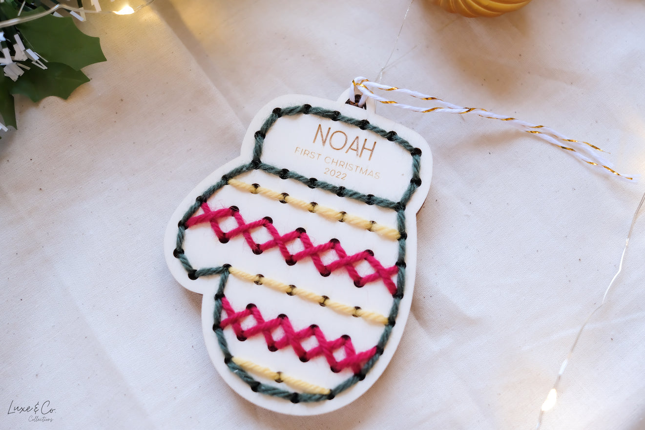 Embroidered Mitten Ornament