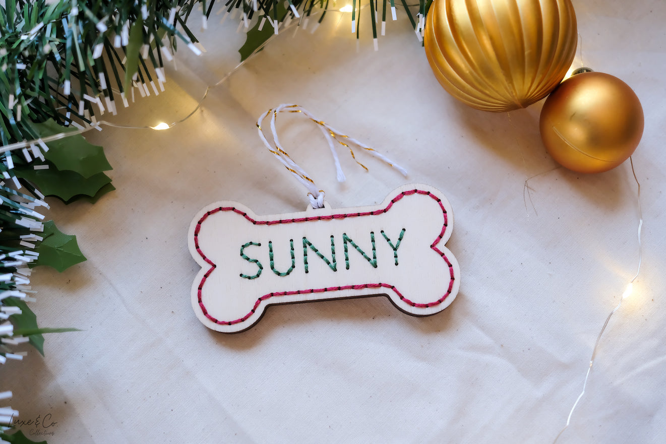 Embroidered Dog Bone Ornament