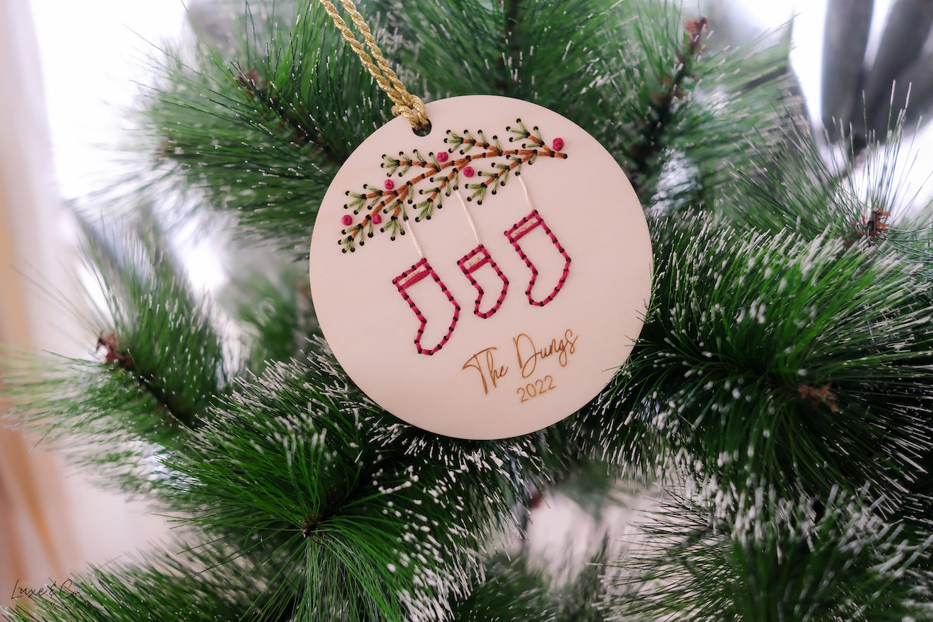 Embroidered Family Stocking Ornament