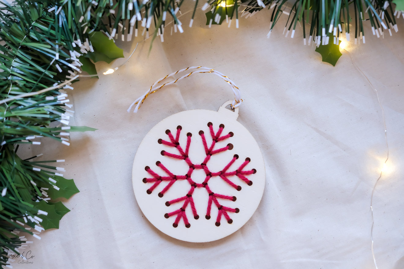 Embroidered Snow Flake Ornament