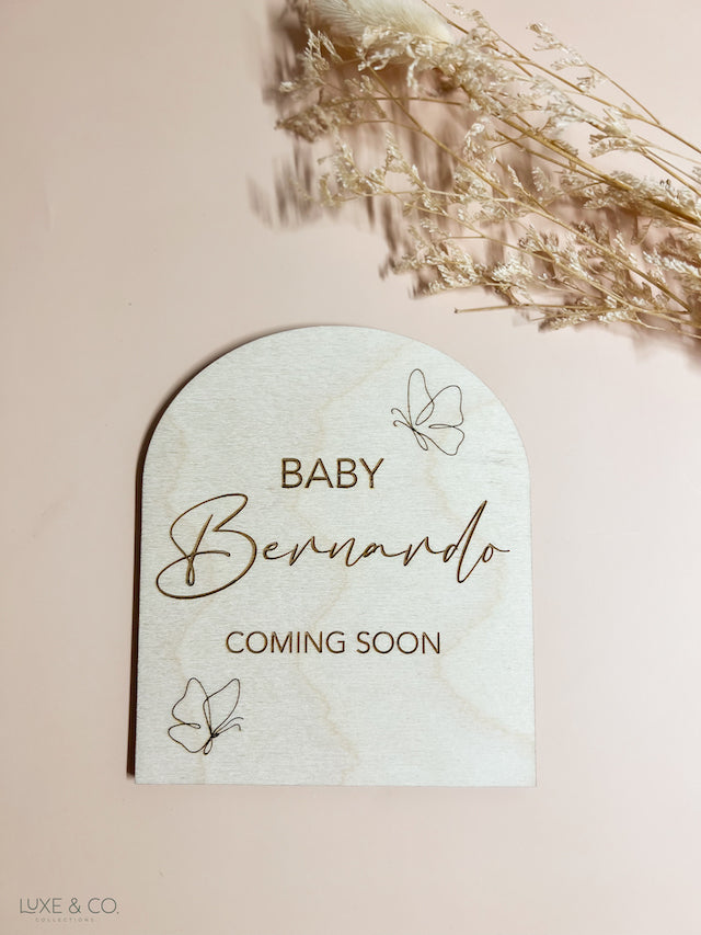 Arch Butterfly Pregnancy Announcement Plaque