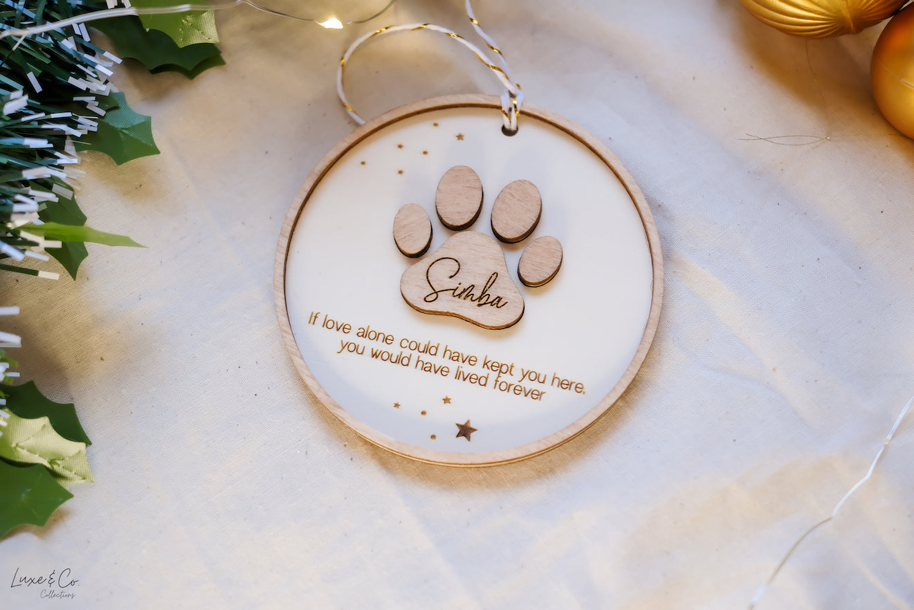 Personalised Dog Paw Memorial Ornament