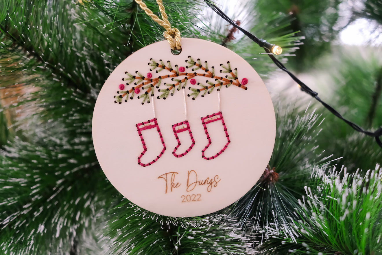 Embroidered Family Stocking Ornament